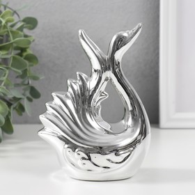 Сувенир керамика "Лебедь. Изящность" серебро 6,5х11х14,5 см