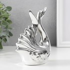Сувенир керамика "Лебедь. Изящность" серебро 6,5х11х14,5 см - фото 11232561