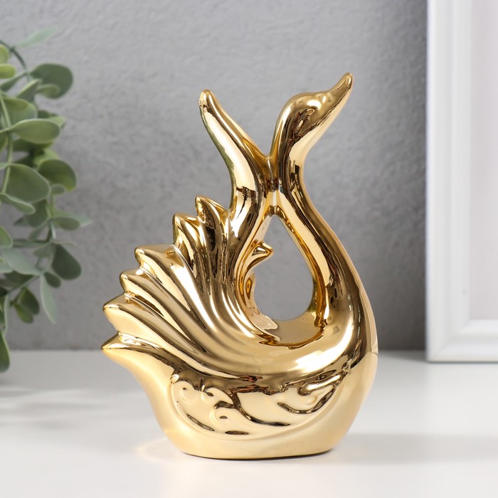 Сувенир керамика "Лебедь. Изящность" золото 6,5х11х14 см - Фото 1