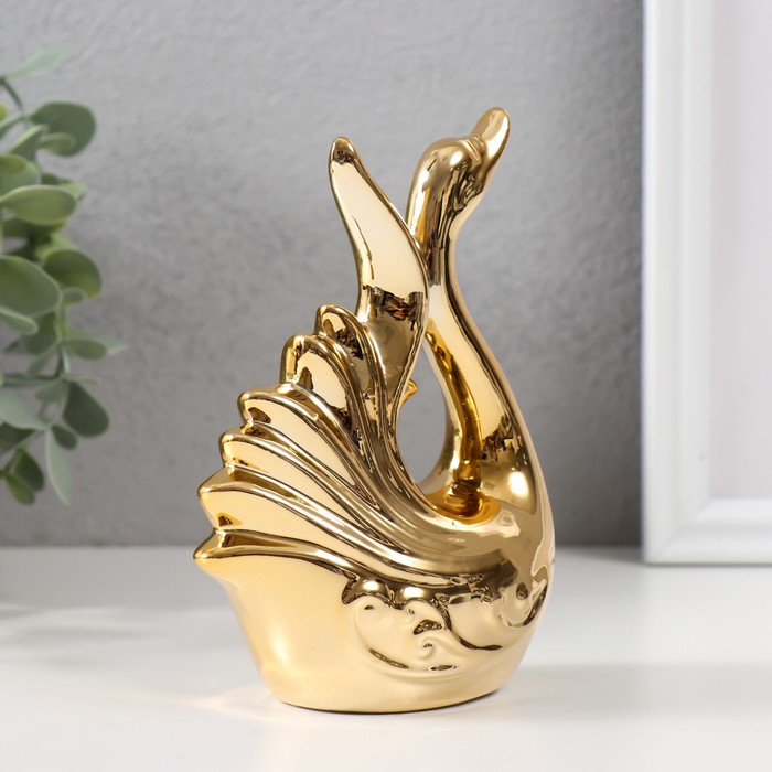 Сувенир керамика "Лебедь. Изящность" золото 6,5х11х14 см