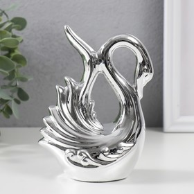 Сувенир керамика "Лебедь. Покорность" серебро 6х10х14,5 см