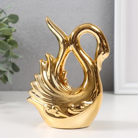Сувенир керамика "Лебедь. Покорность" золото 6х10,5х14 см