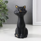 Сувенир керамика "Чёрный котик с золотым носом" матовый 6х5х13 см - фото 321247515