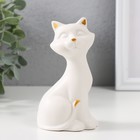 Сувенир керамика "Белый котик с золотым носом" матовый 6х5х13 см - фото 3509257