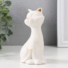 Сувенир керамика "Белый котик с золотым носом" матовый 6х5х13 см - фото 23868019