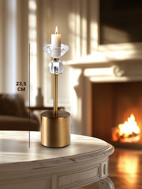 Подсвечник на 1 свечу d=4 см «Ниса», под золото, 8×8×23.5 см
