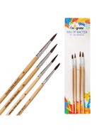 Набор кистей для рисования, белка, 4 штуки: № 2, 4, 6, 8, Calligrata, круглые, деревянная ручка, международный размер - Фото 2