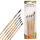 Набор кистей для рисования, белка, 6 штук: № 2, 4, 6, 8, 10, 12, Calligrata, круглые, деревянная ручка, международный размер 10212698