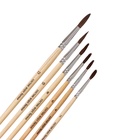 Набор кистей для рисования, белка, 6 штук: № 2, 4, 6, 8, 10, 12, Calligrata, круглые, деревянная ручка, международный размер 10212698