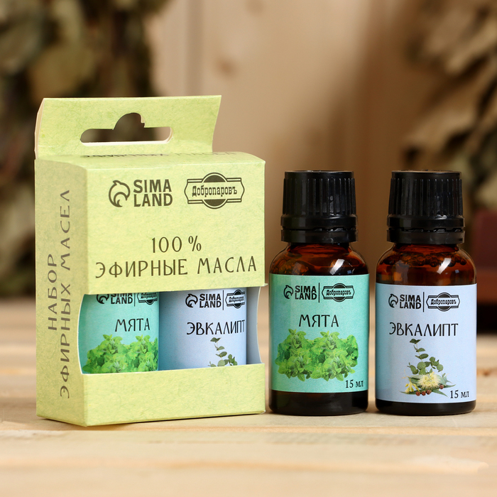 Набор эфирных масел 2 шт "Эвкалипт, Мята" по 15 мл - Фото 1
