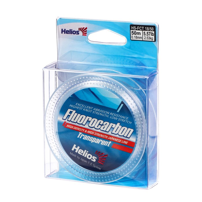 Леска Helios FLUOROCARBON Transparent, диаметр 0.18 мм, тест 2.53 кг, 50 м (HS-FCT 18/50)