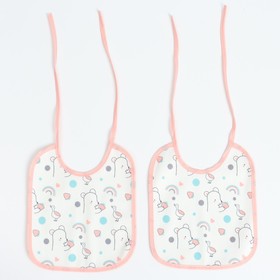 Набор детских слюнявчиков Крошка Я, 4 шт. + подарок, 20×17 см, цвет розовый, серый