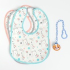 Набор детских слюнявчиков Крошка Я, 3 шт. + подарок, 29×20 см, цвет бирюзовый, розовый, серый - Фото 2