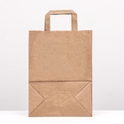 Пакет крафт без печати 22×12×25 см, плоская ручка - Фото 3