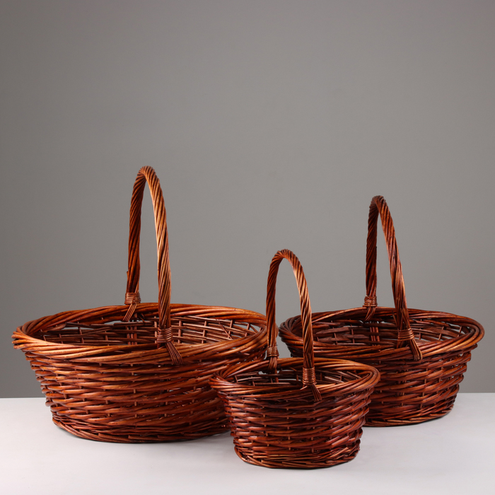 Корзина плетёная для хранения «Плейт», ива, коричневая, набор 3 шт. - Фото 1
