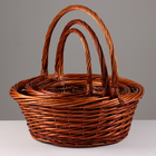 Корзина плетёная для хранения «Плейт», ива, коричневая, набор 3 шт. - Фото 2
