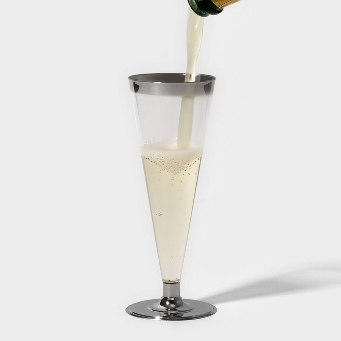 Бокал для шампанского «Флютэ», 150 мл, с металлизированными каемками, цвет прозрачный, 6 шт/уп