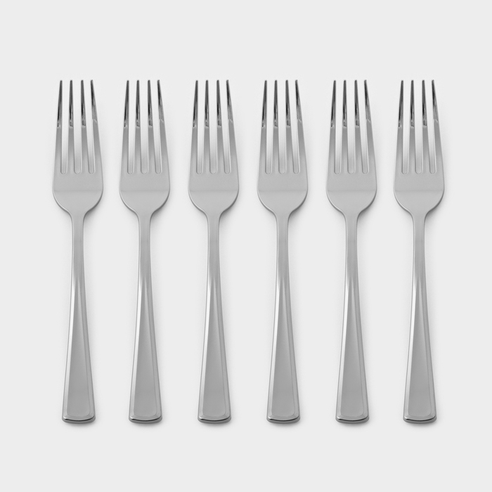 Вилки одноразовые, набор 6 шт., 19 см, пластик, серебристая - Фото 1