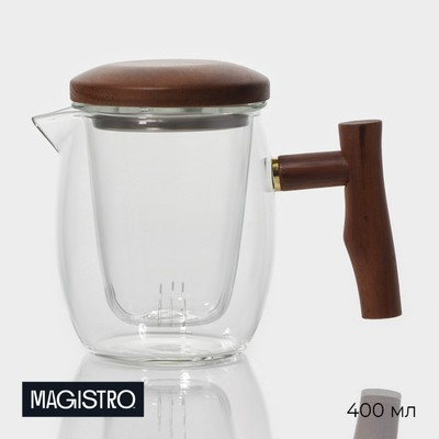 Чайник стеклянный заварочный с ситом Magistro «Лофт» 400 мл, 15×9×11,5 см