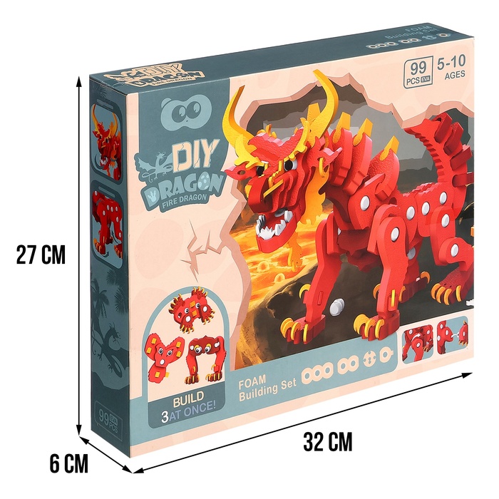 Конструктор «Огненный дракон», мягкий, материал EVA, 99 деталей