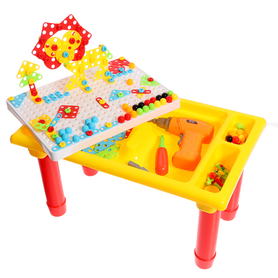 Конструктор винтовой «Обучающая мозаика», 4 в 1, стол+стул, с электрическим шуруповёртом