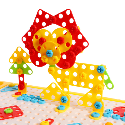 Конструктор винтовой «Обучающая мозаика», 4 в 1, стол+стул, с электрическим шуруповёртом