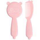 Набор для ухода за волосами: расческа и щетка «Мишка»,  цвет розовый - фото 321411428