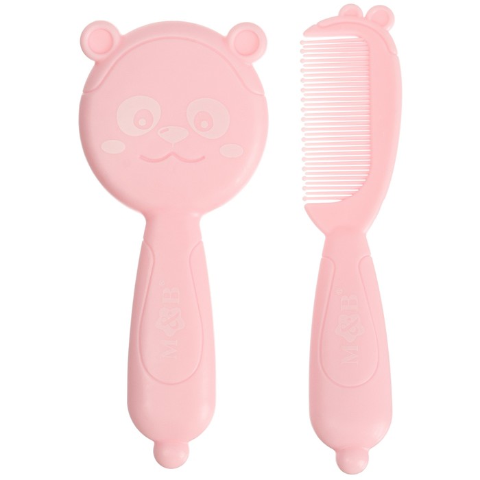 Набор для ухода за волосами: расческа и щетка «Мишка»,  цвет розовый - Фото 1