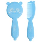 Расчёска детская, массажная щётка для волос в наборе «Мишка», голубой - Фото 1