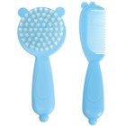 Набор для ухода за волосами: расческа и щетка «Мишка»,  цвет голубой - Фото 2