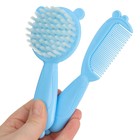 Расчёска детская, массажная щётка для волос в наборе «Мишка», голубой - Фото 5