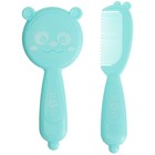 Расчёска детская, массажная щётка для волос в наборе «Мишка», бирюзовый - Фото 1