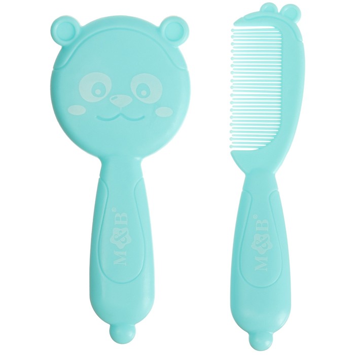 Расчёска детская, массажная щётка для волос в наборе «Мишка», бирюзовый - Фото 1