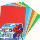 Бумага цветная тонированная, А4, 12 листов, 6 цветов, немелованная, двусторонняя, в пакете, 80 г/м², Человек-паук - Фото 5