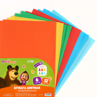 Бумага цветная тонированная, А4, 12 листов, 6 цветов, немелованная, двусторонняя, в пакете, 80 г/м², Маша и Медведь - Фото 5