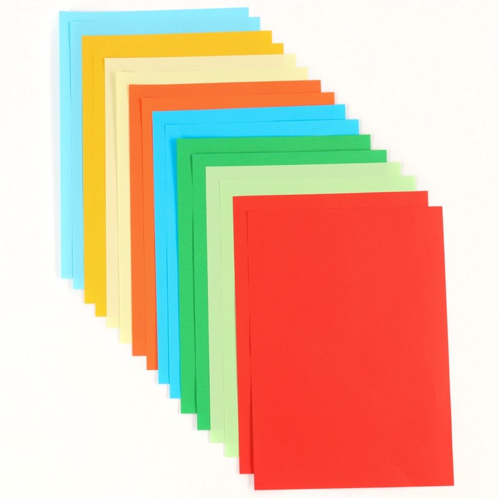 Бумага цветная тонированная А4, 16 листов, 8 цветов, 80 г/м2, Тачки