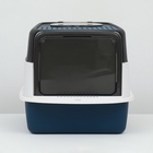 Туалет закрытый, 51×34×37 с, с совком, прозрачный, пластик, синий - Фото 8