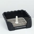 Туалет для собак, 43×43×15 см, с высокими бортами и съёмной сеткой, пластик, чёрный - Фото 3