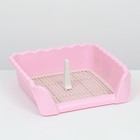 Туалет для собак с высокими бортами и съемной сеткой 38х36х12 см, розовый - Фото 2