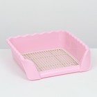 Туалет для собак с высокими бортами и съемной сеткой 38х36х12 см, розовый - Фото 3