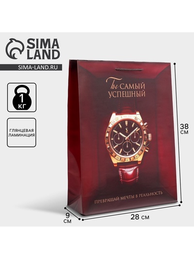 Пакет подарочный ламинированный, упаковка, «Реальность», L, 28 х 38 х 9 см