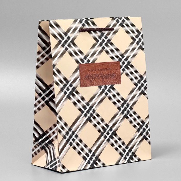 Пакет подарочный ламинированный, упаковка, «Настоящему мужчине», MS, 23 х 18 х 8 см - фото 1909591457
