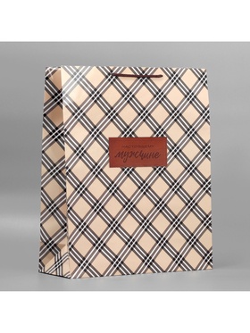 Пакет подарочный ламинированный, упаковка, «Настоящему мужчине», XL, 40×49×15 см