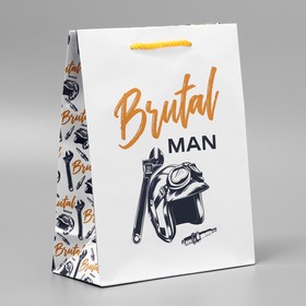 Пакет подарочный ламинированный, упаковка, Brutal man, MS, 23 х 18 х 8 см
