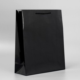 Пакет подарочный ламинированный, упаковка, Black, M 24 х 29 х 9 см
