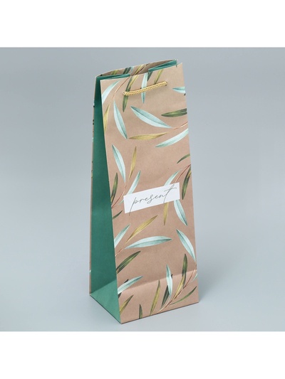 Пакет подарочный под бутылку Present, 36×14×10 см