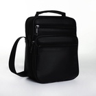 Сумка кросс-боди мужская на молнии, с ручкой, 3 наружных кармана, 18×8.5×22 см, чёрная - Фото 4