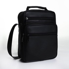 Сумка кросс-боди мужская на молнии, с ручкой, 3 наружных кармана, 19×8.5×25 см, чёрная - Фото 3