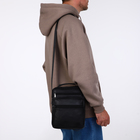 Сумка кросс-боди мужская на молнии, с ручкой, 3 наружных кармана, 19×8.5×25 см, чёрная - Фото 8