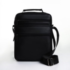 Сумка кросс-боди мужская на молнии, с ручкой, 3 наружных кармана, 19×8.5×25 см, чёрная - Фото 4